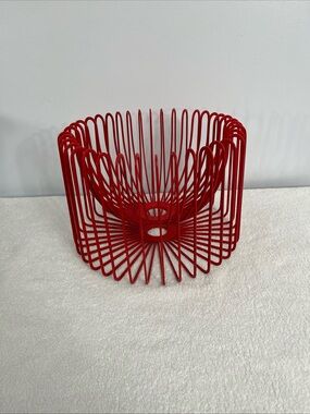 Vintage Ikea Trådig Fruit Basket – Ehlen Johansson Red Wire Bowl  1990s Rare